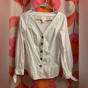 Maeve by Anthropologie White Button-down